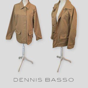 Dennis Basso Microfiber Mid Length Leopard Print LIning Coat Jacket Small